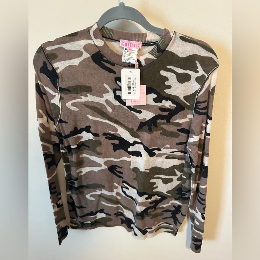 Women's 100% cashmere Camouflage Crew Neck Sweater